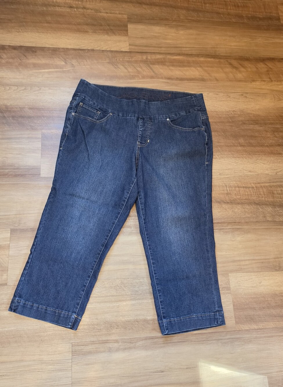 Jag Jeans Dark Wash Cropped High Rise Elastic Waist Jeans Plus Size 18W